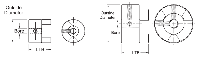 Bore Diameters 18 mm and 1-3/8 NBK MJC-65-EBL-18-1 3/8 Jaw Flexible Coupling Set Screw Type 